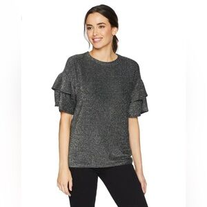 NWT MK Micheal Kors Sparkly Black/Grey/Silver Blouse S-M 🔥